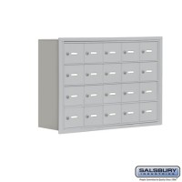 Salsbury Cell Phone Storage Locker - 4 Door High Unit (8 Inch Deep Compartments) - 20 A Doors - Aluminum - Recessed Mounted - Master Keyed Locks  19048-20ARK