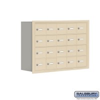 Salsbury Cell Phone Storage Locker - 4 Door High Unit (8 Inch Deep Compartments) - 20 A Doors - Sandstone - Recessed Mounted - Master Keyed Locks  19048-20SRK