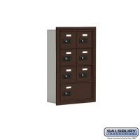 Salsbury Cell Phone Storage Locker - 4 Door High Unit (5 Inch Deep Compartments) - 6 A Doors and 1 B Door - Bronze - Recessed Mounted - Resettable Combination Locks  19045-07ZRC