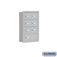 Salsbury Cell Phone Storage Locker - 4 Door High Unit (5 Inch Deep Compartments) - 6 A Doors and 1 B Door - Aluminum - Recessed Mounted - Master Keyed Locks  19045-07ARK