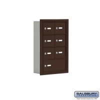 Salsbury Cell Phone Storage Locker - 4 Door High Unit (5 Inch Deep Compartments) - 6 A Doors and 1 B Door - Bronze - Recessed Mounted - Master Keyed Locks  19045-07ZRK