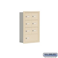 Salsbury Cell Phone Storage Locker - 4 Door High Unit (5 Inch Deep Compartments) - 6 A Doors and 1 B Door - Sandstone - Recessed Mounted - Master Keyed Locks  19045-07SRK