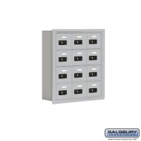 Salsbury Cell Phone Storage Locker - 4 Door High Unit (5 Inch Deep Compartments) - 12 A Doors - Aluminum - Recessed Mounted - Resettable Combination Locks  19045-12ARC