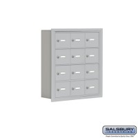 Salsbury Cell Phone Storage Locker - 4 Door High Unit (5 Inch Deep Compartments) - 12 A Doors - Aluminum - Recessed Mounted - Master Keyed Locks  19045-12ARK