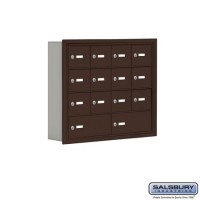 Salsbury Cell Phone Storage Locker - 4 Door High Unit (5 Inch Deep Compartments) - 12 A Doors and 2 B Doors - Bronze - Recessed Mounted - Master Keyed Locks  19045-14ZRK