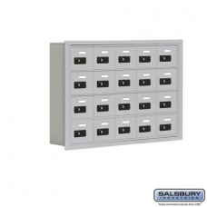 Salsbury Cell Phone Storage Locker - 4 Door High Unit (5 Inch Deep Compartments) - 20 A Doors - Aluminum - Recessed Mounted - Resettable Combination Locks  19045-20ARC