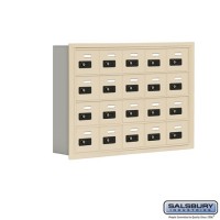 Salsbury Cell Phone Storage Locker - 4 Door High Unit (5 Inch Deep Compartments) - 20 A Doors - Sandstone - Recessed Mounted - Resettable Combination Locks  19045-20SRC