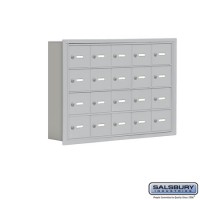 Salsbury Cell Phone Storage Locker - 4 Door High Unit (5 Inch Deep Compartments) - 20 A Doors - Aluminum - Recessed Mounted - Master Keyed Locks  19045-20ARK