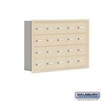 Salsbury Cell Phone Storage Locker - 4 Door High Unit (5 Inch Deep Compartments) - 20 A Doors - Sandstone - Recessed Mounted - Master Keyed Locks  19045-20SRK