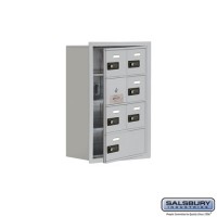 Salsbury Cell Phone Storage Locker - with Front Access Panel - 4 Door High Unit (8 Inch Deep Compartments) - 6 A Doors (5 usable) and 1 B Door - Aluminum - Recessed Mounted - Resettable Combination Locks  19148-07ARC