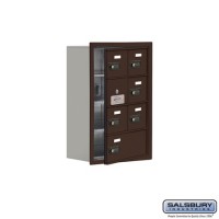 Salsbury Cell Phone Storage Locker - with Front Access Panel - 4 Door High Unit (8 Inch Deep Compartments) - 6 A Doors (5 usable) and 1 B Door - Bronze - Recessed Mounted - Resettable Combination Locks  19148-07ZRC