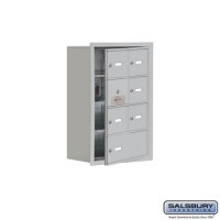 Salsbury Cell Phone Storage Locker - with Front Access Panel - 4 Door High Unit (8 Inch Deep Compartments) - 6 A Doors (5 usable) and 1 B Door - Aluminum - Recessed Mounted - Master Keyed Locks  19148-07ARK