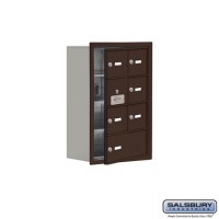 Salsbury Cell Phone Storage Locker - with Front Access Panel - 4 Door High Unit (8 Inch Deep Compartments) - 6 A Doors (5 usable) and 1 B Door - Bronze - Recessed Mounted - Master Keyed Locks  19148-07ZRK