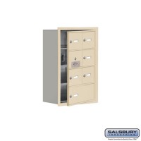 Salsbury Cell Phone Storage Locker - with Front Access Panel - 4 Door High Unit (8 Inch Deep Compartments) - 6 A Doors (5 usable) and 1 B Door - Sandstone - Recessed Mounted - Master Keyed Locks  19148-07SRK