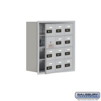 Salsbury Cell Phone Storage Locker - with Front Access Panel - 4 Door High Unit (8 Inch Deep Compartments) - 12 A Doors (11 usable) - Aluminum - Recessed Mounted - Resettable Combination Locks  19148-12ARC