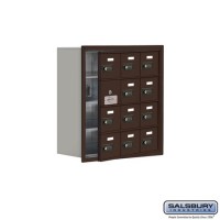 Salsbury Cell Phone Storage Locker - with Front Access Panel - 4 Door High Unit (8 Inch Deep Compartments) - 12 A Doors (11 usable) - Bronze - Recessed Mounted - Resettable Combination Locks  19148-12ZRC