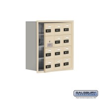Salsbury Cell Phone Storage Locker - with Front Access Panel - 4 Door High Unit (8 Inch Deep Compartments) - 12 A Doors (11 usable) - Sandstone - Recessed Mounted - Resettable Combination Locks  19148-12SRC
