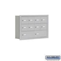 Salsbury Cell Phone Storage Locker - 3 Door High Unit (5 Inch Deep Compartments) - 8 A Doors and 2 B Doors - Aluminum - Recessed Mounted - Master Keyed Locks  19035-10ARK
