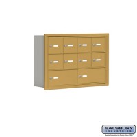 Salsbury Cell Phone Storage Locker - 3 Door High Unit (5 Inch Deep Compartments) - 8 A Doors and 2 B Doors - Gold - Recessed Mounted - Master Keyed Locks  19035-10GRK