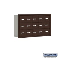 Salsbury Cell Phone Storage Locker - 3 Door High Unit (5 Inch Deep Compartments) - 15 A Doors - Bronze - Recessed Mounted - Master Keyed Locks  19035-15ZRK