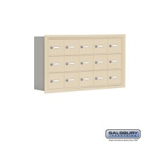 Salsbury Cell Phone Storage Locker - 3 Door High Unit (5 Inch Deep Compartments) - 15 A Doors - Sandstone - Recessed Mounted - Master Keyed Locks  19035-15SRK