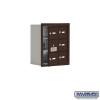Salsbury Cell Phone Storage Locker - with Front Access Panel - 3 Door High Unit (8 Inch Deep Compartments) - 6 A Doors (5 usable) - Bronze - Recessed Mounted - Master Keyed Locks   19138-06ZRK