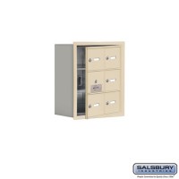 Salsbury Cell Phone Storage Locker - with Front Access Panel - 3 Door High Unit (8 Inch Deep Compartments) - 6 A Doors (5 usable) - Sandstone - Recessed Mounted - Master Keyed Locks  19138-06SRK