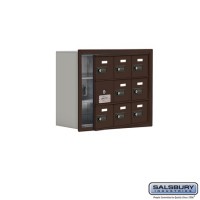 Salsbury Cell Phone Storage Locker - with Front Access Panel - 3 Door High Unit (8 Inch Deep Compartments) - 9 A Doors (8 usable) - Bronze - Recessed Mounted - Resettable Combination Locks   19138-09ZRC
