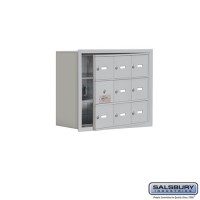 Salsbury Cell Phone Storage Locker - with Front Access Panel - 3 Door High Unit (8 Inch Deep Compartments) - 9 A Doors (8 usable) - Aluminum - Recessed Mounted - Master Keyed Locks  19138-09ARK