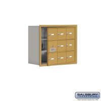 Salsbury Cell Phone Storage Locker - with Front Access Panel - 3 Door High Unit (8 Inch Deep Compartments) - 9 A Doors (8 usable) - Gold - Recessed Mounted - Master Keyed Locks  19138-09GRK