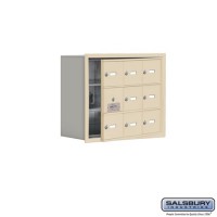 Salsbury Cell Phone Storage Locker - with Front Access Panel - 3 Door High Unit (8 Inch Deep Compartments) - 9 A Doors (8 usable) - Sandstone - Recessed Mounted - Master Keyed Locks  19138-09SRK