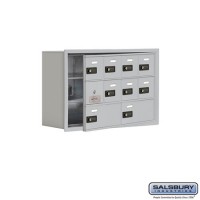 Salsbury Cell Phone Storage Locker - with Front Access Panel - 3 Door High Unit (8 Inch Deep Compartments) - 8 A Doors (7 usable) and 2 B Doors - Aluminum - Recessed Mounted - Resettable Combination Locks  19138-10ARC