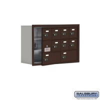 Salsbury Cell Phone Storage Locker - with Front Access Panel - 3 Door High Unit (8 Inch Deep Compartments) - 8 A Doors (7 usable) and 2 B Doors - Bronze - Recessed Mounted - Resettable Combination Locks  19138-10ZRC