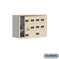 Salsbury Cell Phone Storage Locker - with Front Access Panel - 3 Door High Unit (8 Inch Deep Compartments) - 8 A Doors (7 usable) and 2 B Doors - Sandstone - Recessed Mounted - Resettable Combination Locks  19138-10SRC