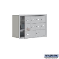Salsbury Cell Phone Storage Locker - with Front Access Panel - 3 Door High Unit (8 Inch Deep Compartments) - 8 A Doors (7 usable) and 2 B Doors - Aluminum - Recessed Mounted - Master Keyed Locks  19138-10ARK