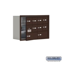 Salsbury Cell Phone Storage Locker - with Front Access Panel - 3 Door High Unit (8 Inch Deep Compartments) - 8 A Doors (7 usable) and 2 B Doors - Bronze - Recessed Mounted - Master Keyed Locks  19138-10ZRK