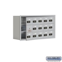 Salsbury Cell Phone Storage Locker - with Front Access Panel - 3 Door High Unit (8 Inch Deep Compartments) - 15 A Doors (14 usable) - Aluminum - Recessed Mounted - Resettable Combination Locks  19138-15ARC