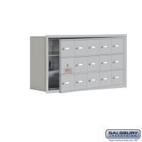 Salsbury Cell Phone Storage Locker - with Front Access Panel - 3 Door High Unit (8 Inch Deep Compartments) - 15 A Doors (14 usable) - Aluminum - Recessed Mounted - Master Keyed Locks  19138-15ARK