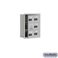 Salsbury Cell Phone Storage Locker - with Front Access Panel - 3 Door High Unit (5 Inch Deep Compartments) - 6 A Doors (5 usable) - Aluminum - Recessed Mounted - Resettable Combination Locks  19135-06ARC