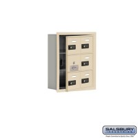 Salsbury Cell Phone Storage Locker - with Front Access Panel - 3 Door High Unit (5 Inch Deep Compartments) - 6 A Doors (5 usable) - Sandstone - Recessed Mounted - Resettable Combination Locks  19135-06SRC