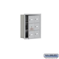 Salsbury Cell Phone Storage Locker - with Front Access Panel - 3 Door High Unit (5 Inch Deep Compartments) - 6 A Doors (5 usable) - Aluminum - Recessed Mounted - Master Keyed Locks  19135-06ARK