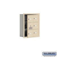 Salsbury Cell Phone Storage Locker - with Front Access Panel - 3 Door High Unit (5 Inch Deep Compartments) - 6 A Doors (5 usable) - Sandstone - Recessed Mounted - Master Keyed Locks   19135-06SRK