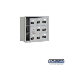 Salsbury Cell Phone Storage Locker - with Front Access Panel - 3 Door High Unit (5 Inch Deep Compartments) - 9 A Doors (8 usable) - Aluminum - Recessed Mounted - Resettable Combination Locks  19135-09ARC