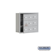 Salsbury Cell Phone Storage Locker - with Front Access Panel - 3 Door High Unit (5 Inch Deep Compartments) - 9 A Doors (8 usable) - Aluminum - Recessed Mounted - Master Keyed Locks  19135-09ARK