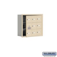 Salsbury Cell Phone Storage Locker - with Front Access Panel - 3 Door High Unit (5 Inch Deep Compartments) - 9 A Doors (8 usable) - Sandstone - Recessed Mounted - Master Keyed Locks  19135-09SRK