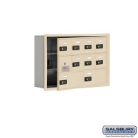 Salsbury Cell Phone Storage Locker - with Front Access Panel - 3 Door High Unit (5 Inch Deep Compartments) - 8 A Doors (7 usable) and 2 B Doors - Sandstone - Recessed Mounted - Resettable Combination Locks  19135-10SRC