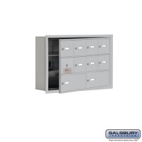 Salsbury Cell Phone Storage Locker - with Front Access Panel - 3 Door High Unit (5 Inch Deep Compartments) - 8 A Doors (7 usable) and 2 B Doors - Aluminum - Recessed Mounted - Master Keyed Locks  19135-10ARK