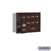 Salsbury Cell Phone Storage Locker - with Front Access Panel - 3 Door High Unit (5 Inch Deep Compartments) - 8 A Doors (7 usable) and 2 B Doors - Bronze - Recessed Mounted - Master Keyed Locks  19135-10ZRK