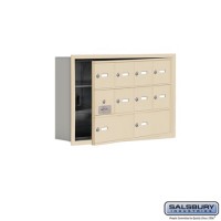 Salsbury Cell Phone Storage Locker - with Front Access Panel - 3 Door High Unit (5 Inch Deep Compartments) - 8 A Doors (7 usable) and 2 B Doors - Sandstone - Recessed Mounted - Master Keyed Locks  19135-10SRK
