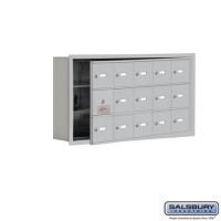 Salsbury Cell Phone Storage Locker - with Front Access Panel - 3 Door High Unit (5 Inch Deep Compartments) - 15 A Doors (14 usable) - Aluminum - Recessed Mounted - Master Keyed Locks  19135-15ARK